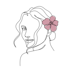 linee che rappresentano una donna elegante con i fiori tra i capelli per Consulenza Facial Shape