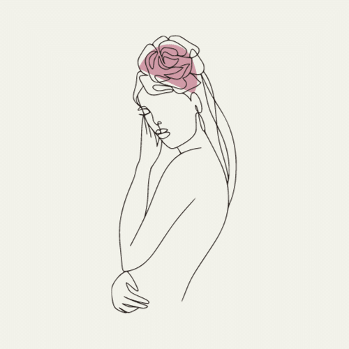 linee che rappresentano una la figura di una donna con una rosa tra i capelli. Gestione del Guardaroba
