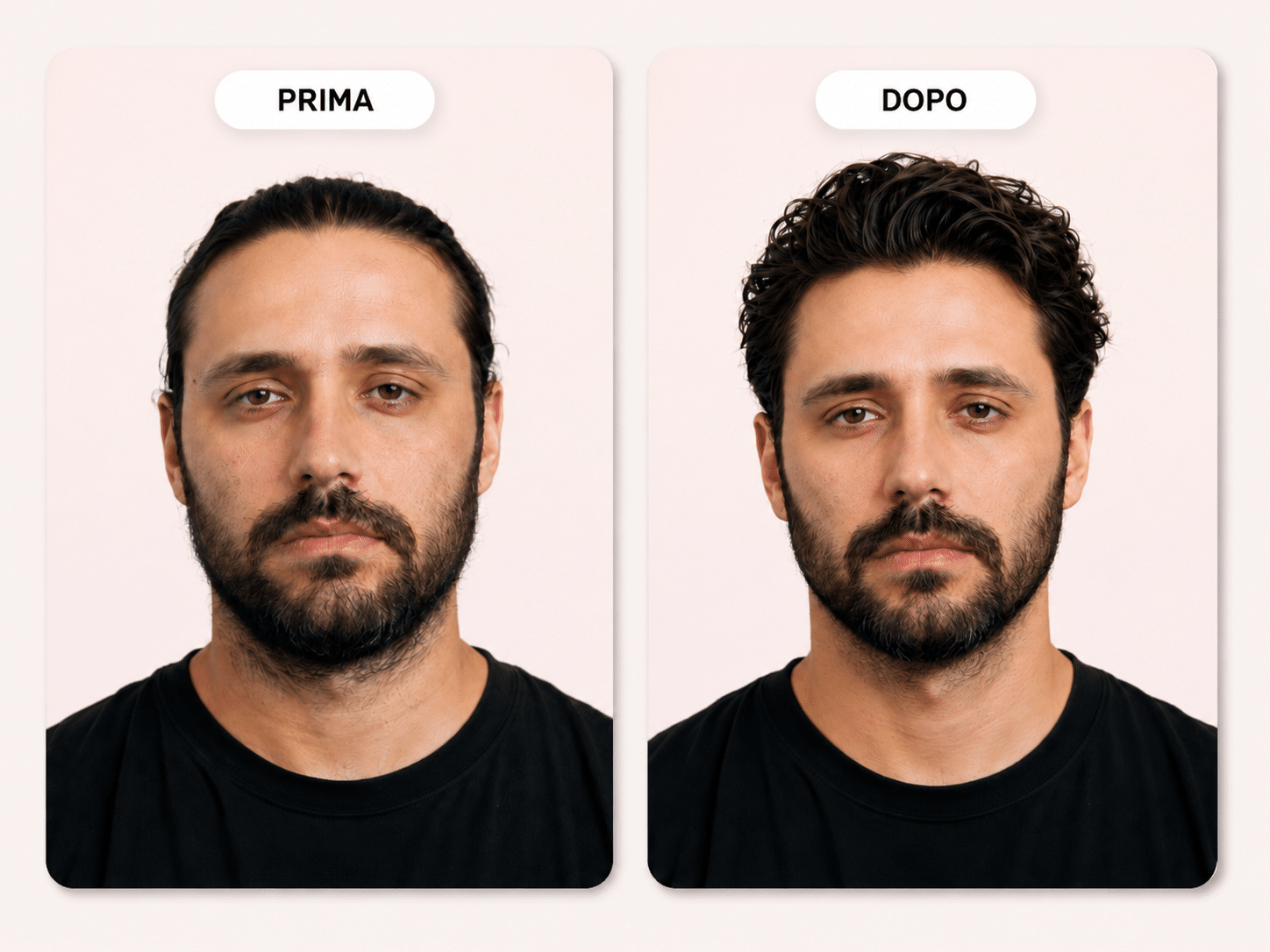 Prima e dopo: uomo, volume e barba