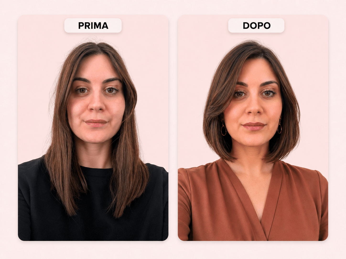 Prima e dopo: bob mosso e scollatura calda
