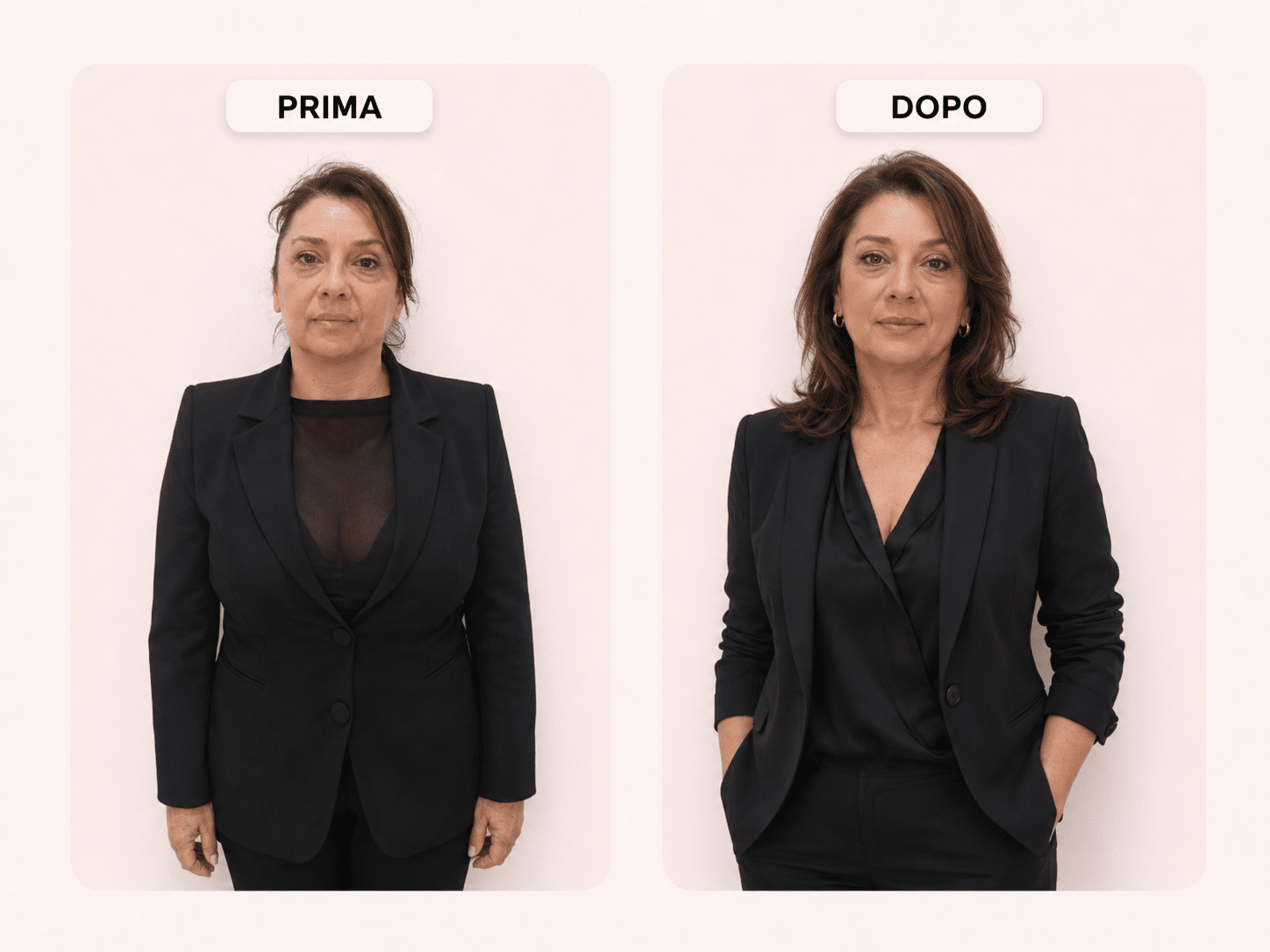 Prima e dopo: signora, taglio medio