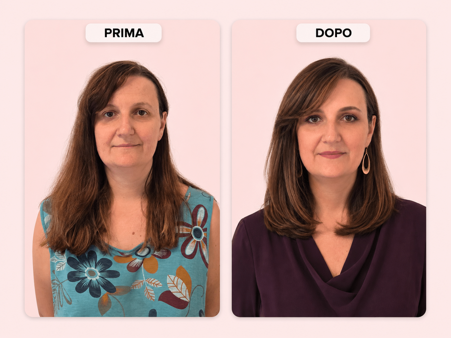 Prima e dopo: incarnato uniforme e verde profondo