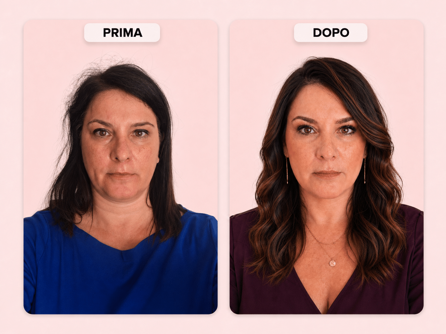 Prima e dopo: riga laterale e scalature morbide