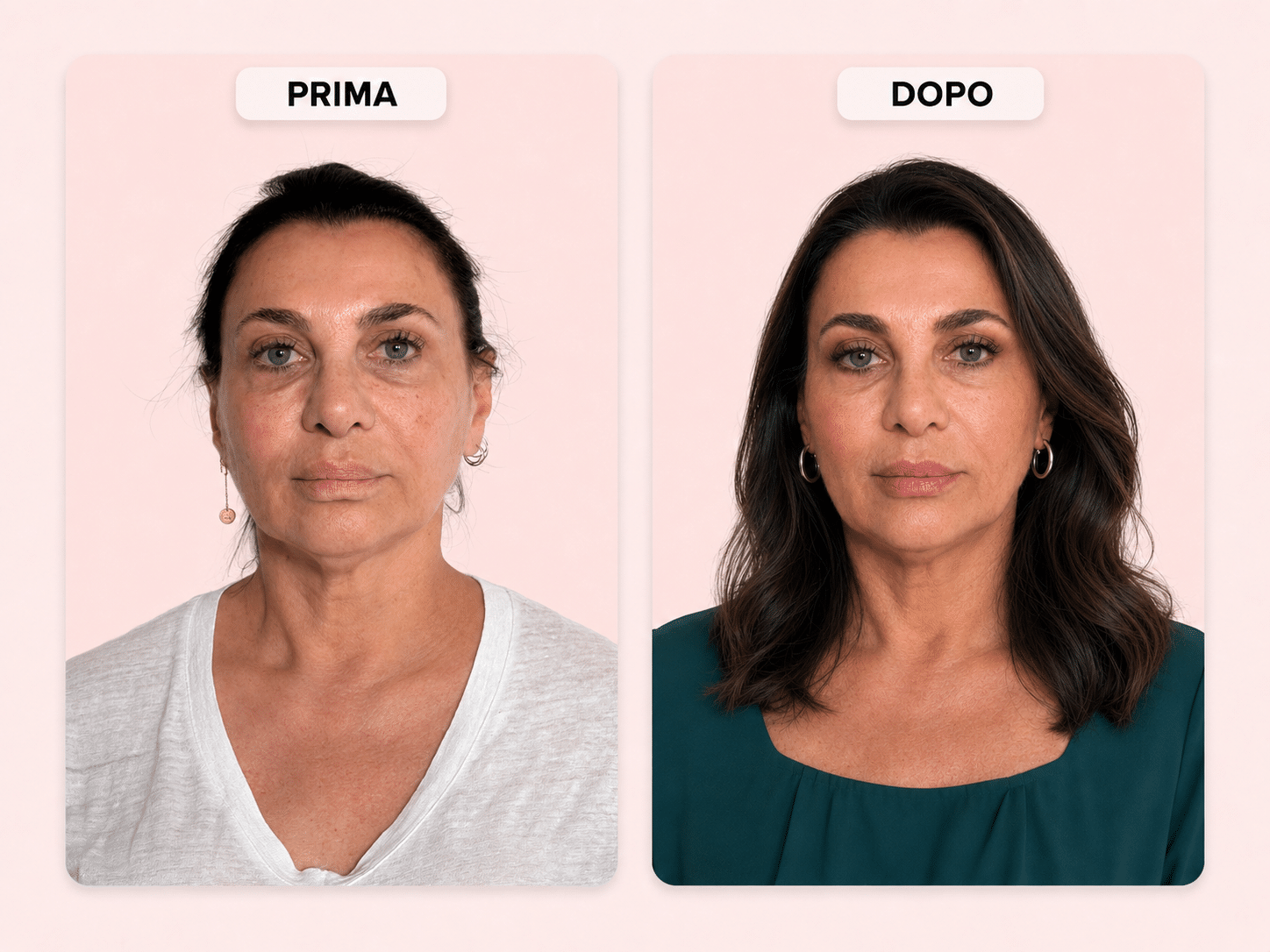 Prima e dopo: riflessi caldi e onde morbide